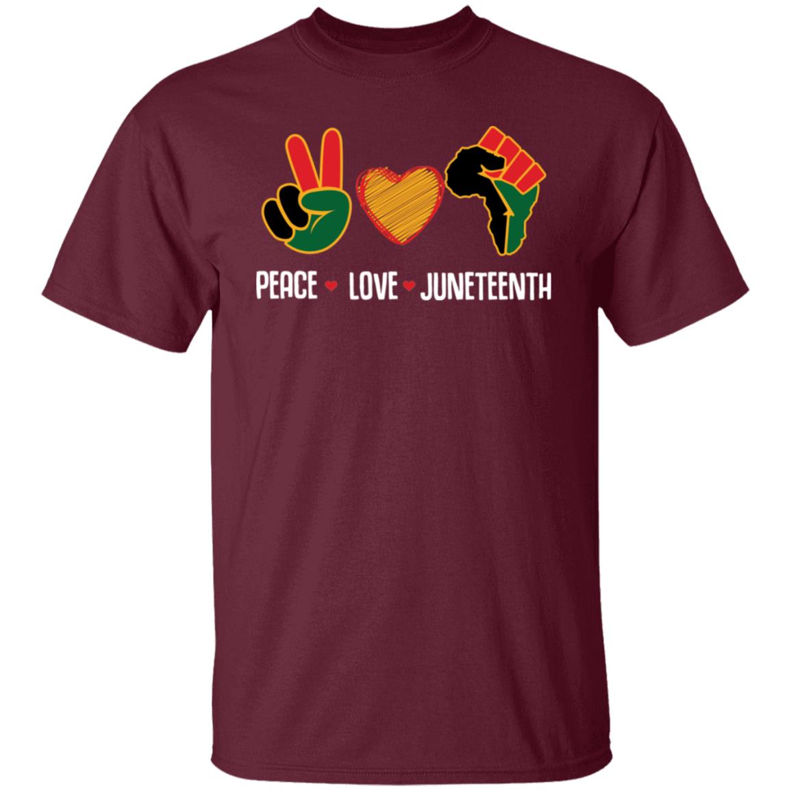Peace Love Juneteenth T-shirt Apparel Gearment Unisex T-Shirt Maroon S