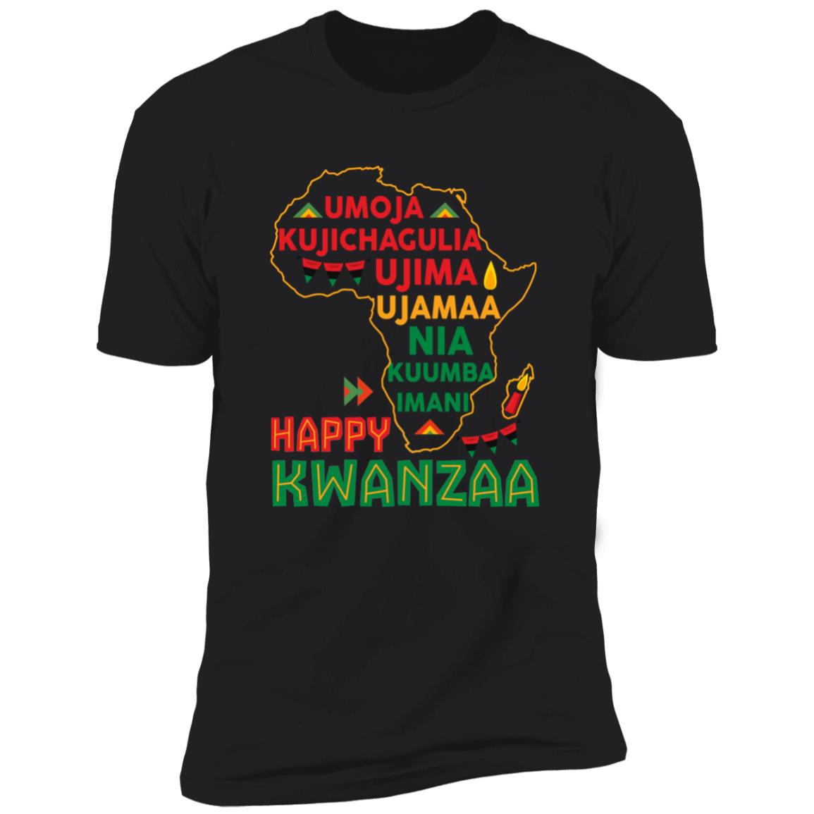 Kwanzaa Africa Map 7 Principles T-Shirt Apparel Gearment Premium T-Shirt Black X-Small
