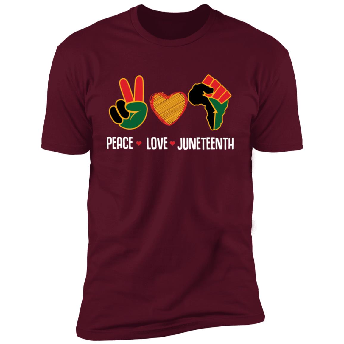 Peace Love Juneteenth T-shirt Apparel Gearment Premium T-Shirt Maroon S