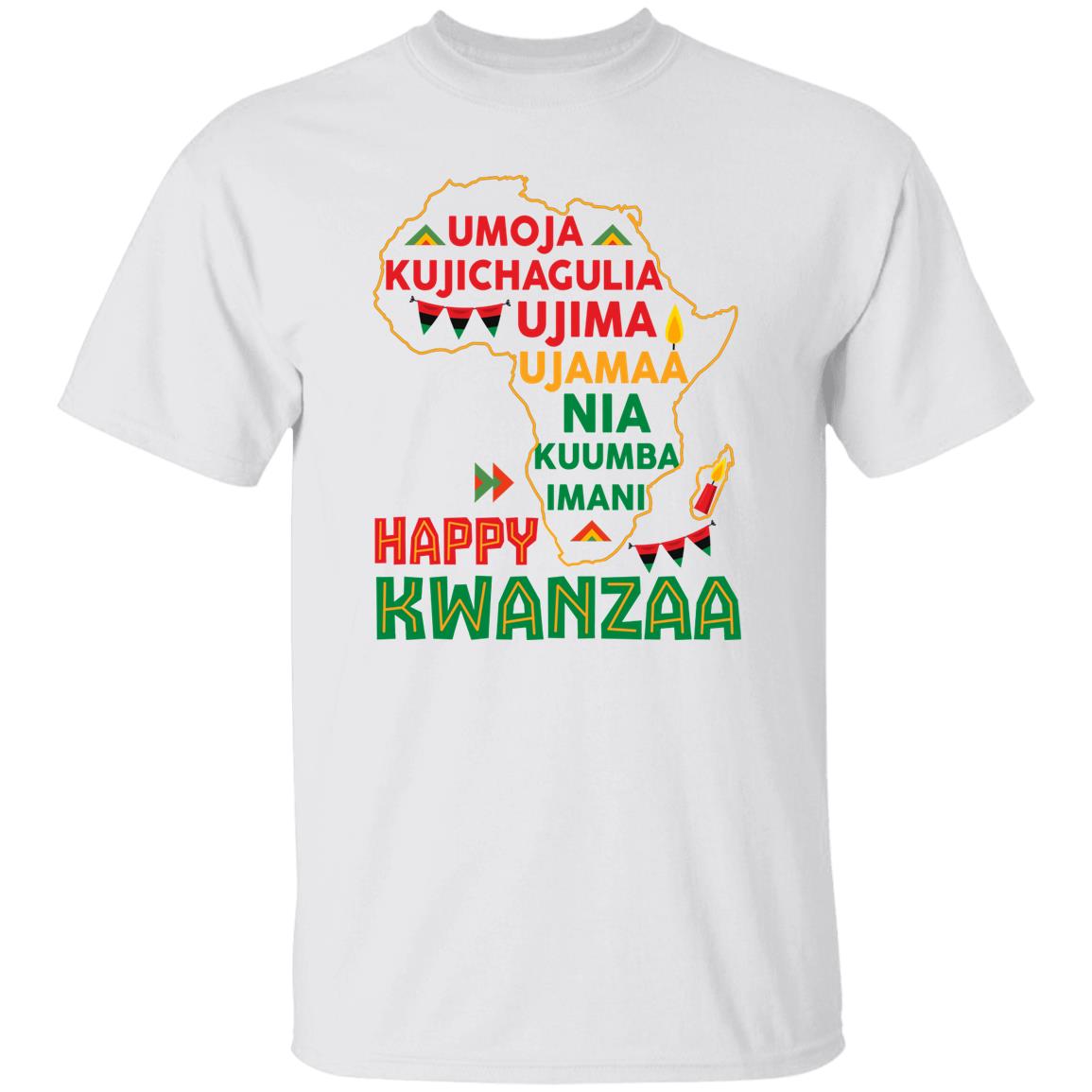 Kwanzaa Africa Map 7 Principles T-Shirt Apparel Gearment Unisex Tee White S