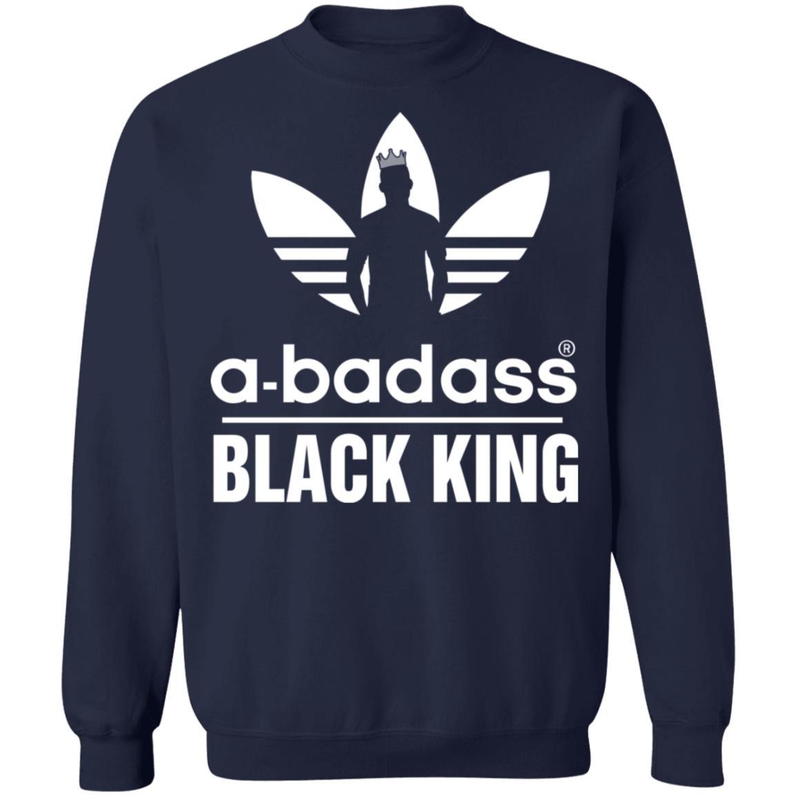 A Badass Black King Apparel CustomCat Crewneck Sweatshirt Navy S