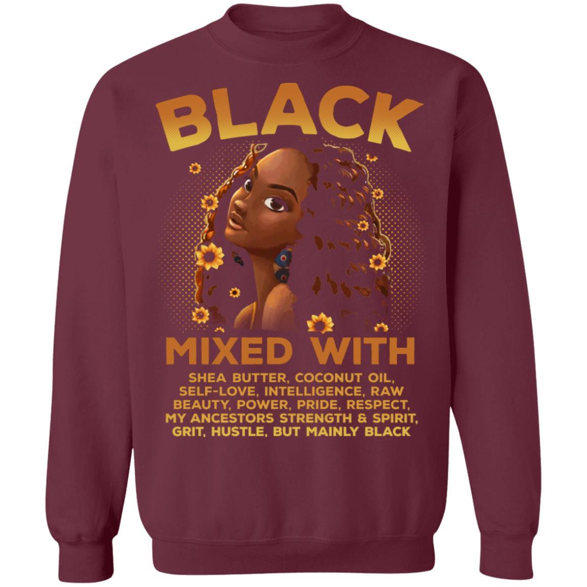 Black Woman Mixed With Black T-Shirt Apparel CustomCat Crewneck Sweatshirt Maroon S