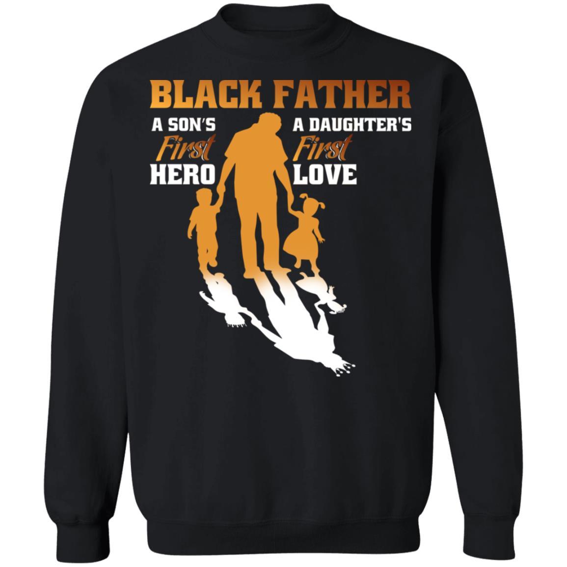 Black Father T-Shirt & Hoodie Apparel CustomCat Crewneck Sweatshirt Black S