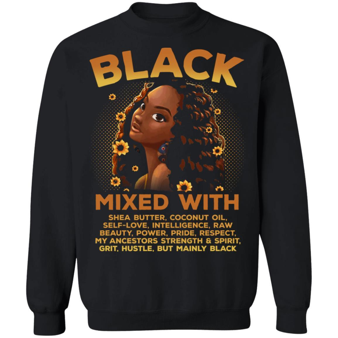 Black Woman Mixed With Black T-Shirt Apparel CustomCat Crewneck Sweatshirt Black S