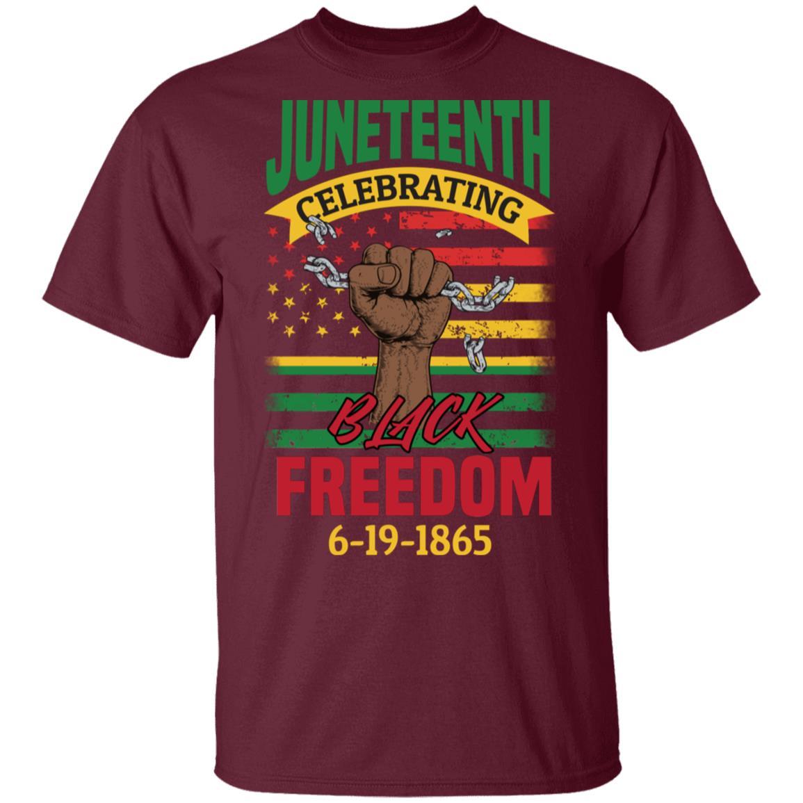 Black Freedom Since 1865 T-Shirt & Hoodie Apparel CustomCat Unisex Tee Maroon S