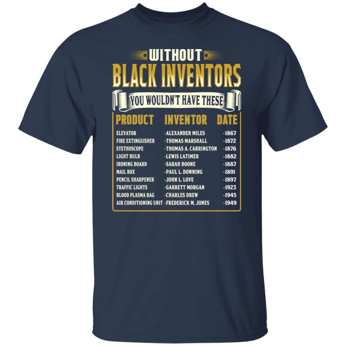 Black Inventors T-Shirt Apparel CustomCat Unisex Tee Navy S
