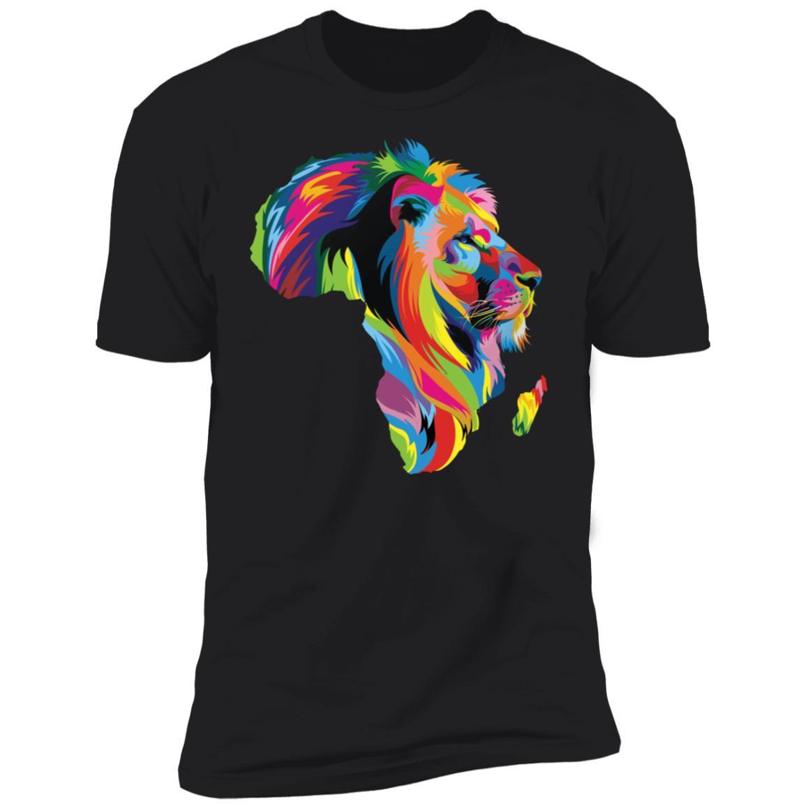 Lion Colorful Map Apparel CustomCat Premium T-shirt Black X-Small