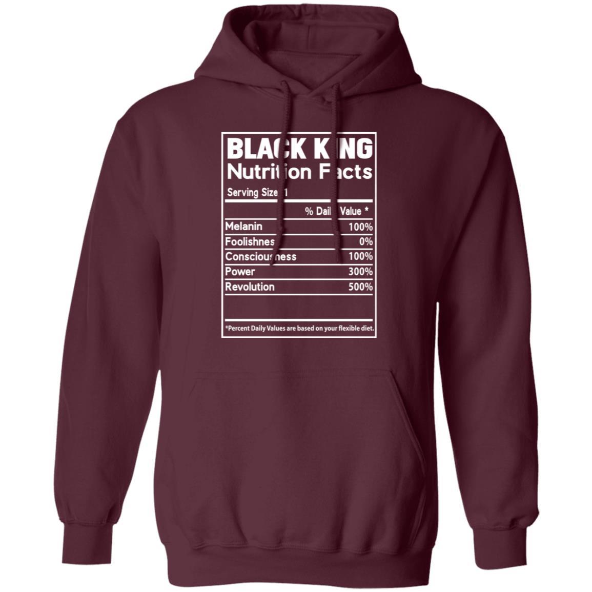 Black King Nutrition Facts Apparel CustomCat Unisex Hoodie Maroon S