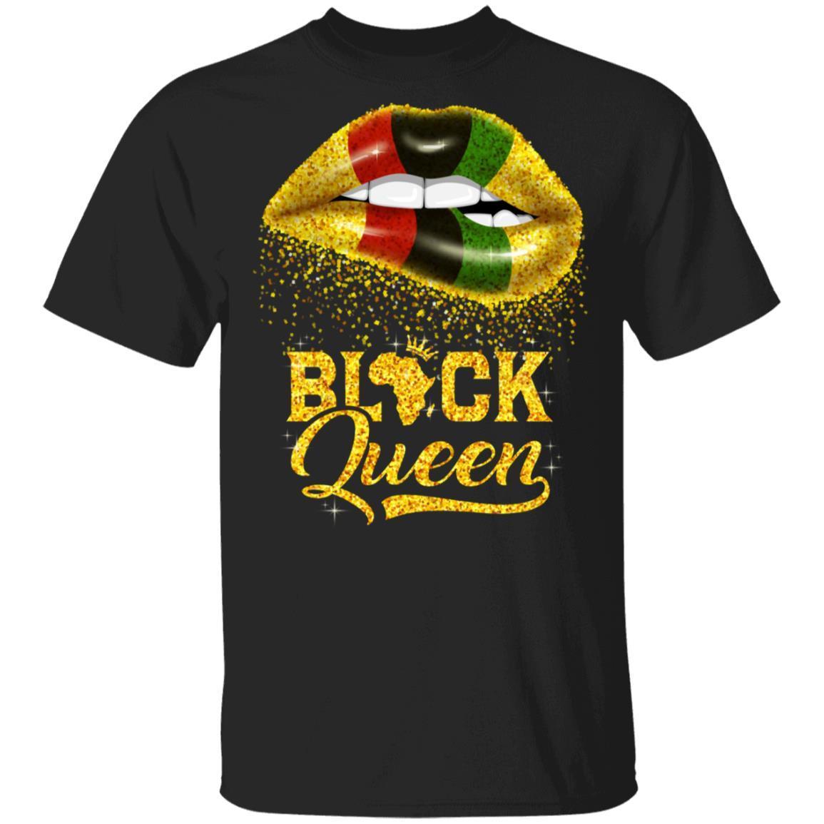 Black Queen Sexy Lips T-shirt Apparel CustomCat Unisex Tee Black S