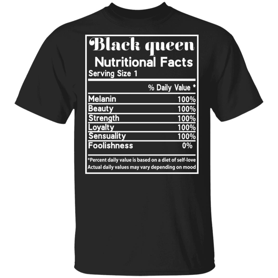 Black Queen Nutrition Facts T-shirt Apparel CustomCat Unisex Tee Black S