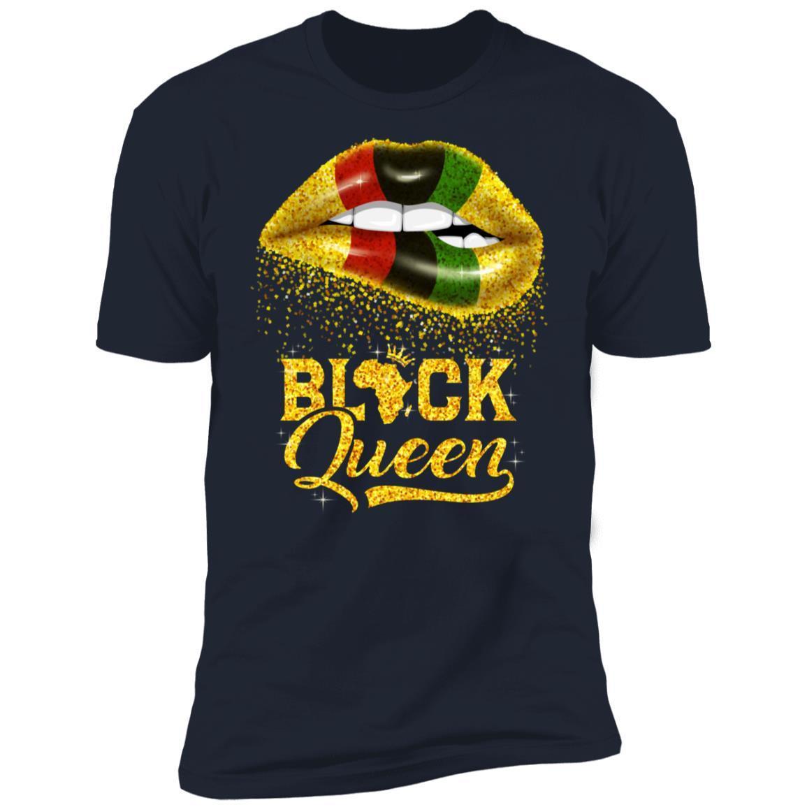 Black Queen Sexy Lips T-shirt Apparel CustomCat Premium T-shirt Navy X-Small
