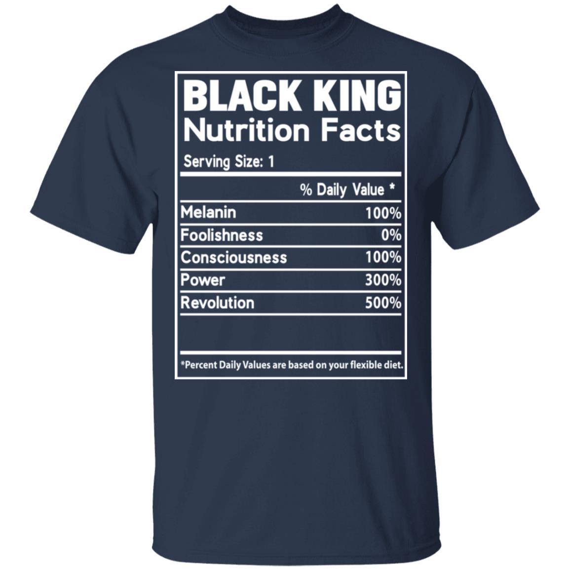 Black King Nutrition Facts Apparel CustomCat Uniex Tee Navy S
