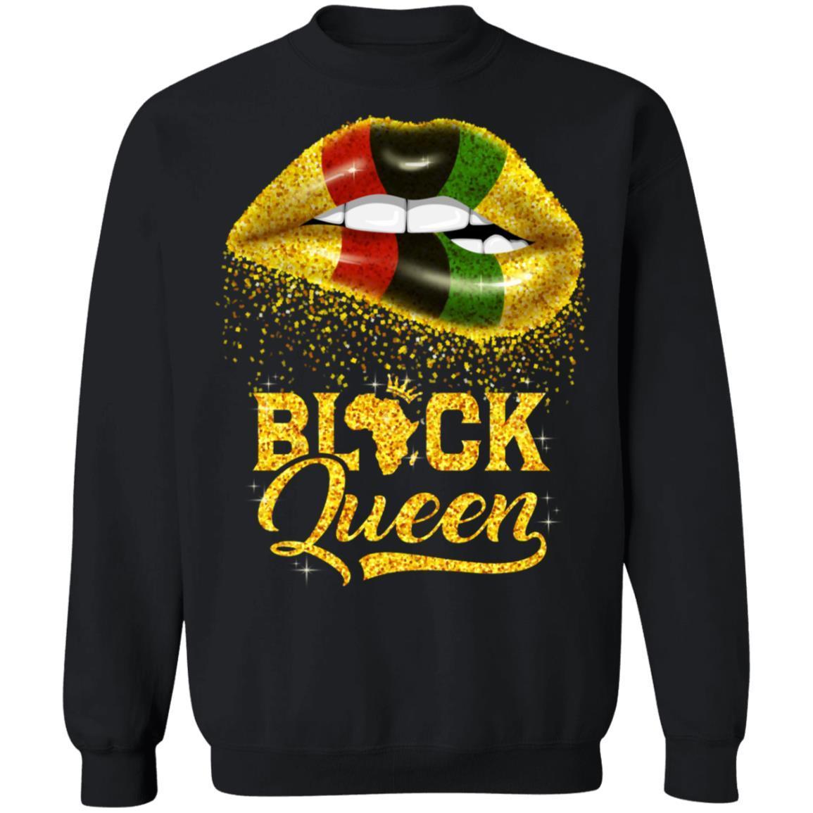 Black Queen Sexy Lips T-shirt Apparel CustomCat Crewneck Sweatshirt Black S