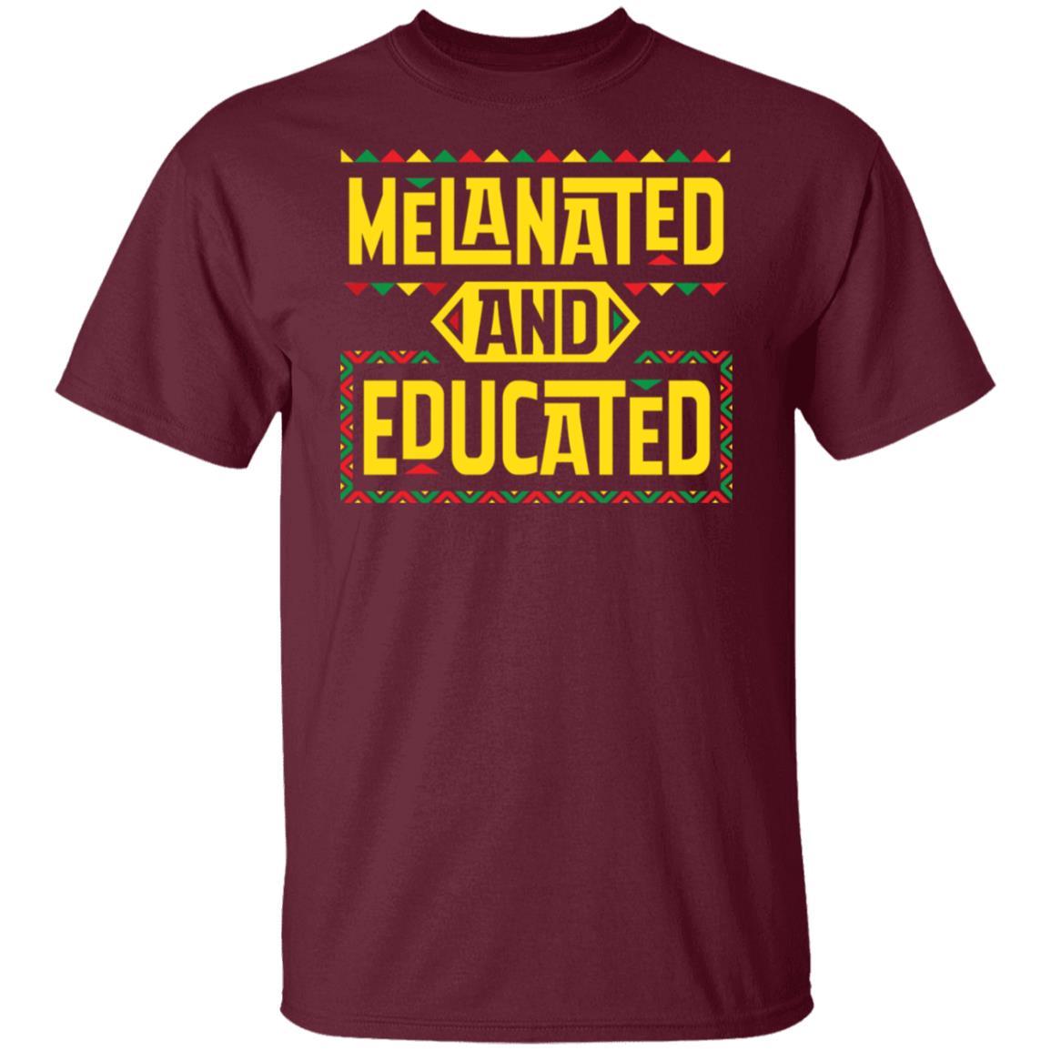 Melanated And Educated T-Shirt Apparel CustomCat Unisex Tee Maroon S