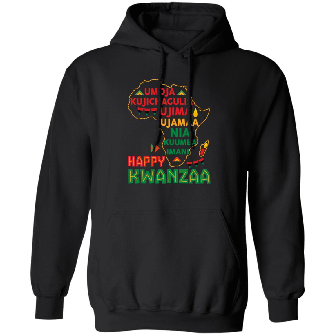 Kwanzaa Africa Map 7 Principles T-Shirt Apparel Gearment Unisex Hoodie Black S