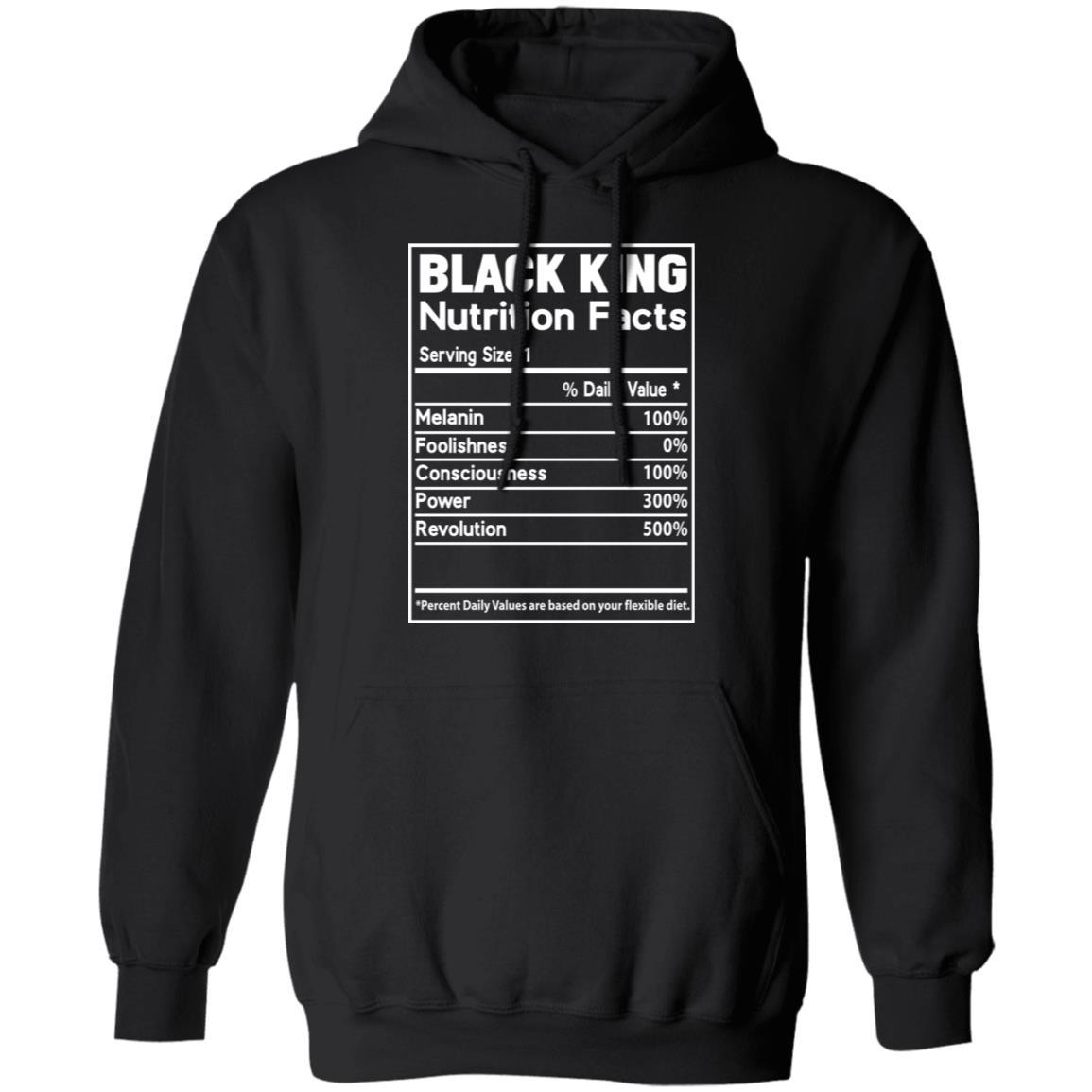 Black King Nutrition Facts Apparel CustomCat Unisex Hoodie Black S