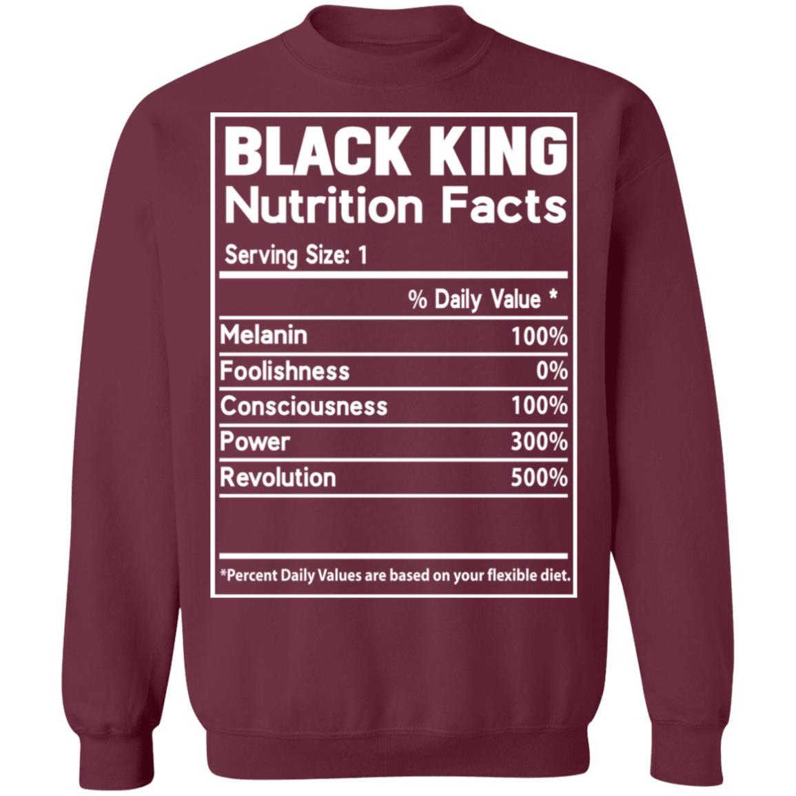 Black King Nutrition Facts Apparel CustomCat Crewneck Sweatshirt Maroon S