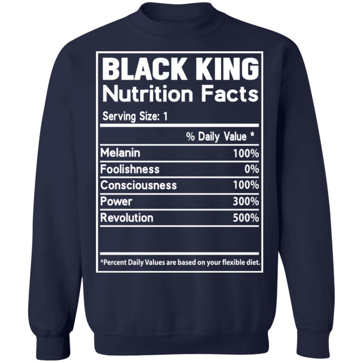 Black King Nutrition Facts Apparel CustomCat Crewneck Sweatshirt Navy S