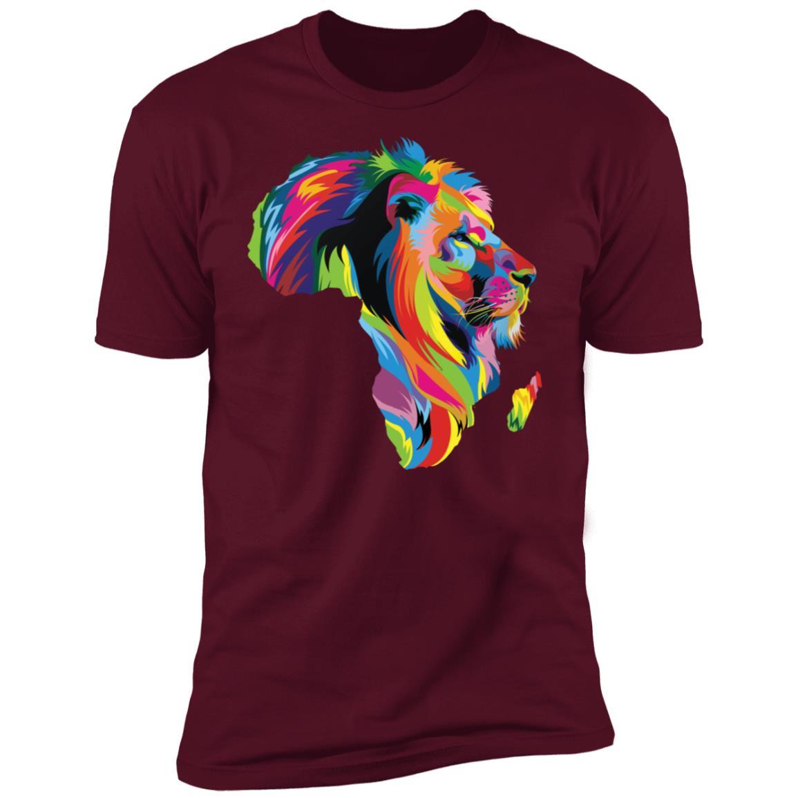 Lion Colorful Map Apparel CustomCat Premium T-shirt Maroon X-Small