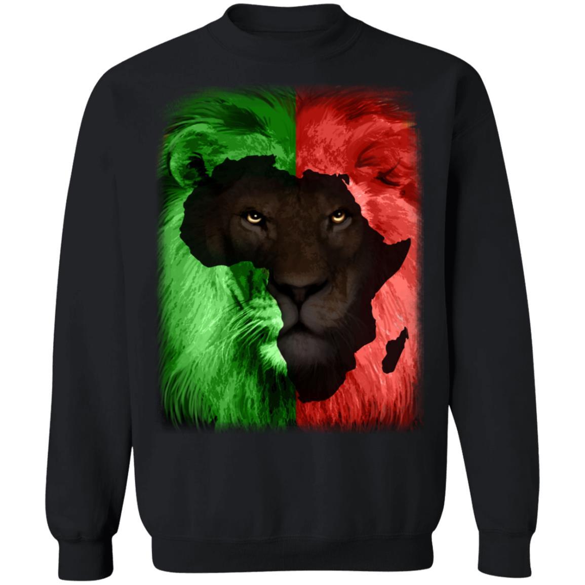 Lion Map T-shirt & Hoodie Apparel CustomCat Sweatshirt Black S