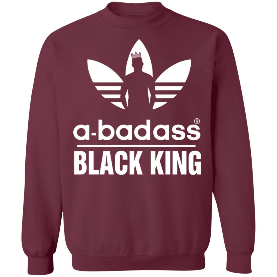 A Badass Black King Apparel CustomCat Crewneck Sweatshirt Maroon S