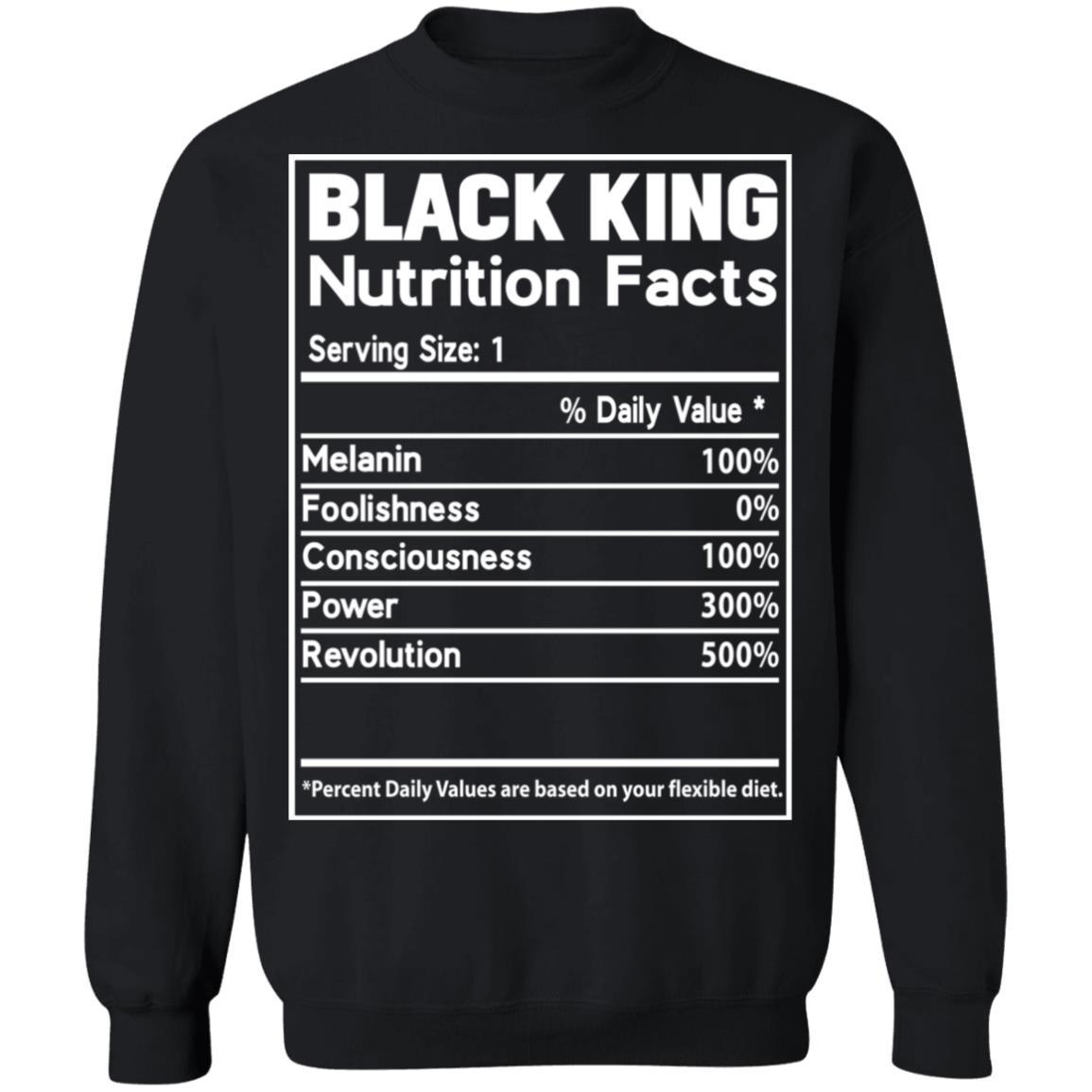 Black King Nutrition Facts Apparel CustomCat Crewneck Sweatshirt Black S