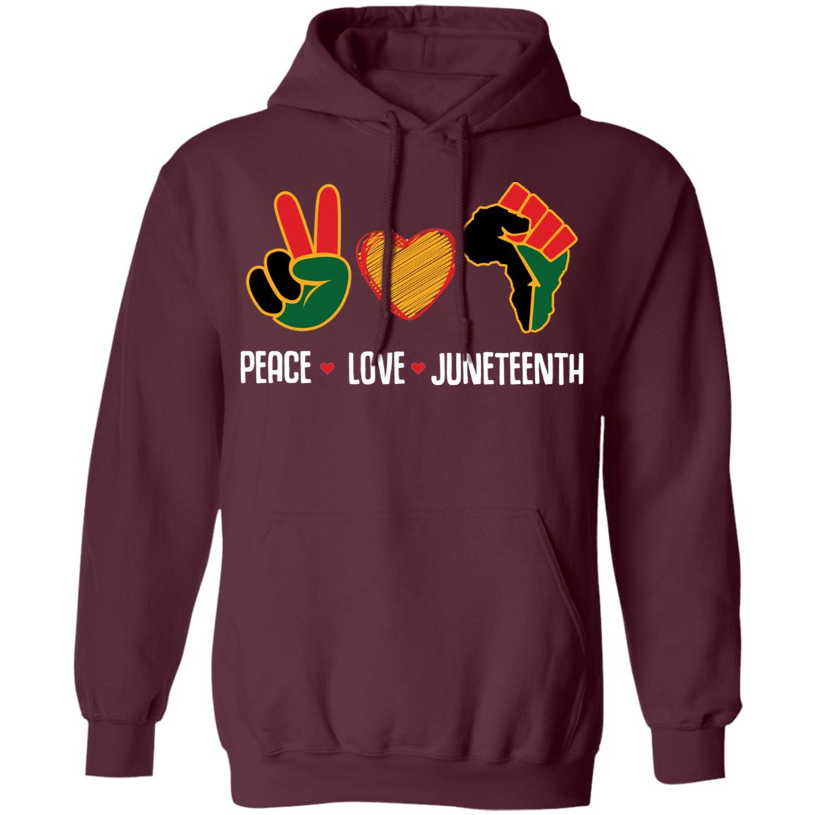 Peace Love Juneteenth T-shirt Apparel Gearment Unisex Hoodie Maroon S