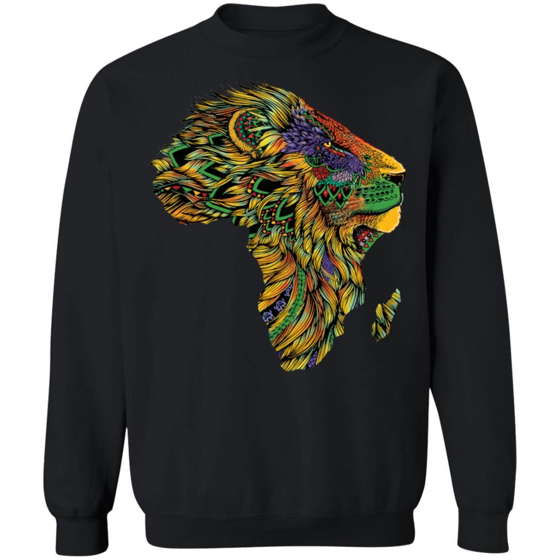 Lion African Pattern Apparel CustomCat Crewneck Sweatshirt Black S