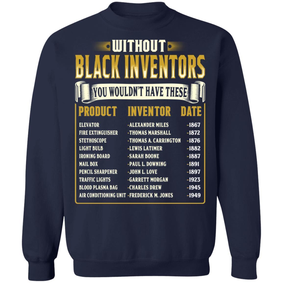 Black Inventors T-Shirt Apparel CustomCat Crewneck Sweatshirt Navy S