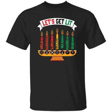 Candles Seven Principles Of Kwanzaa T-Shirt Apparel Gearment Unisex Tee Black S