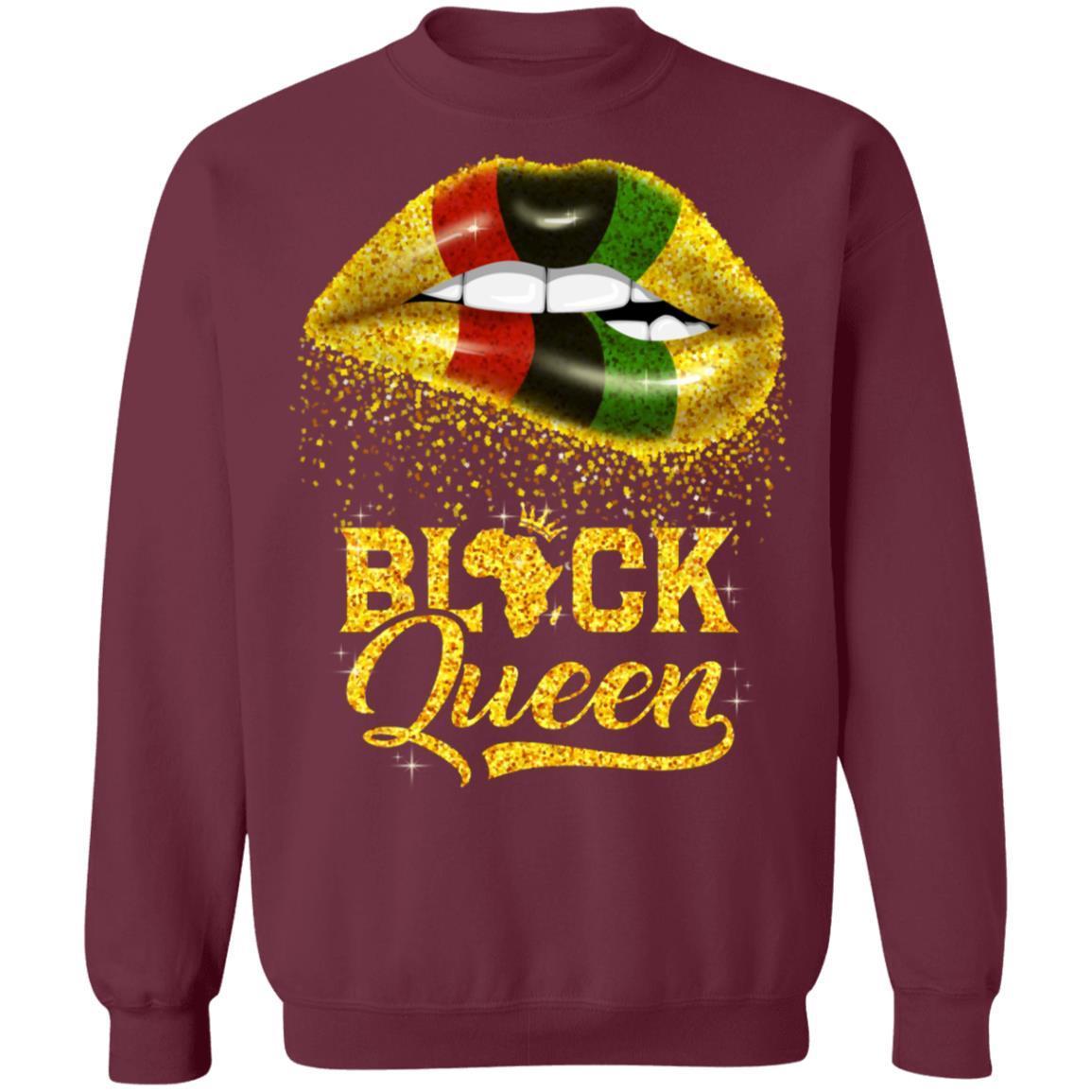 Black Queen Sexy Lips T-shirt Apparel CustomCat Crewneck Sweatshirt Maroon S