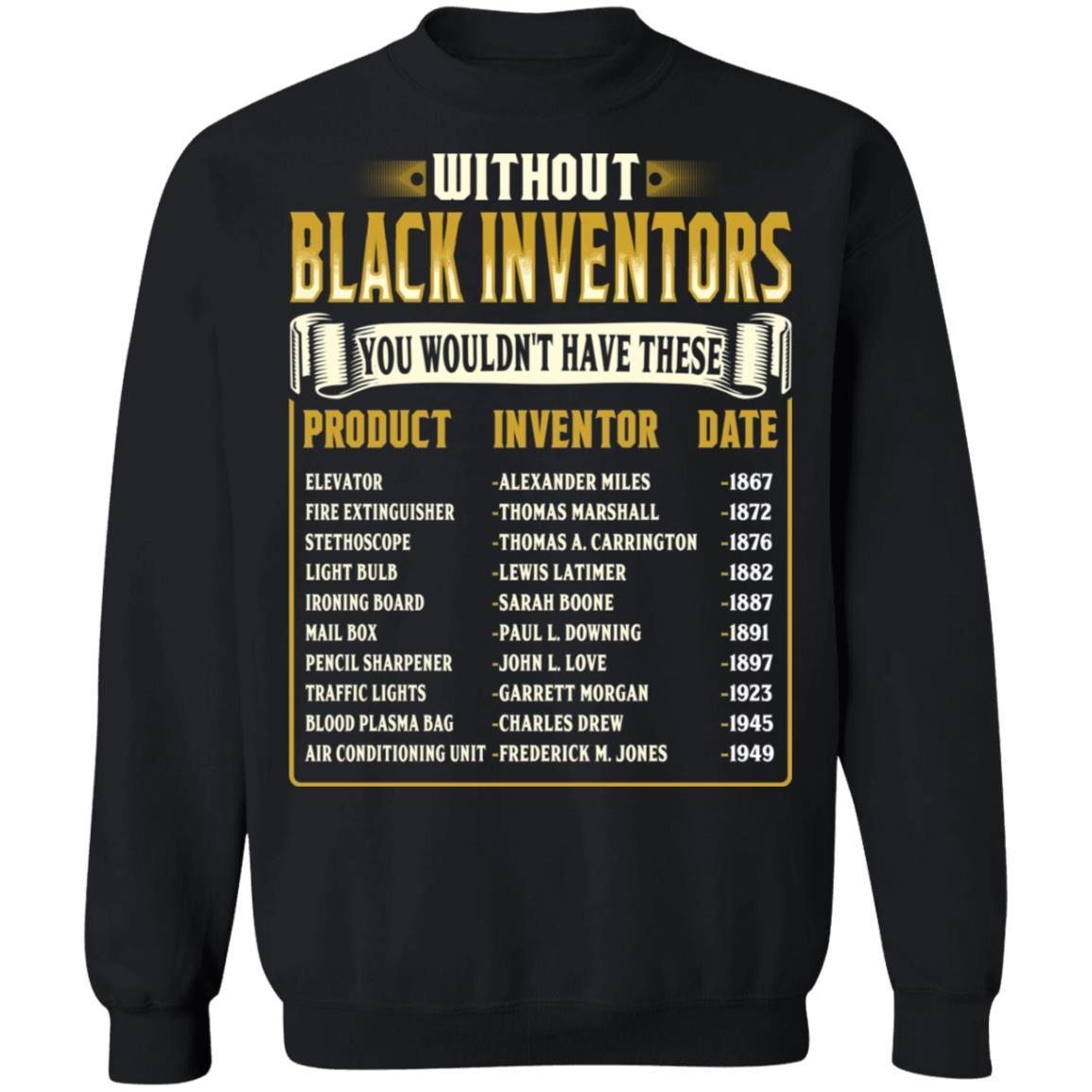 Black Inventors T-Shirt Apparel CustomCat Crewneck Sweatshirt Black S