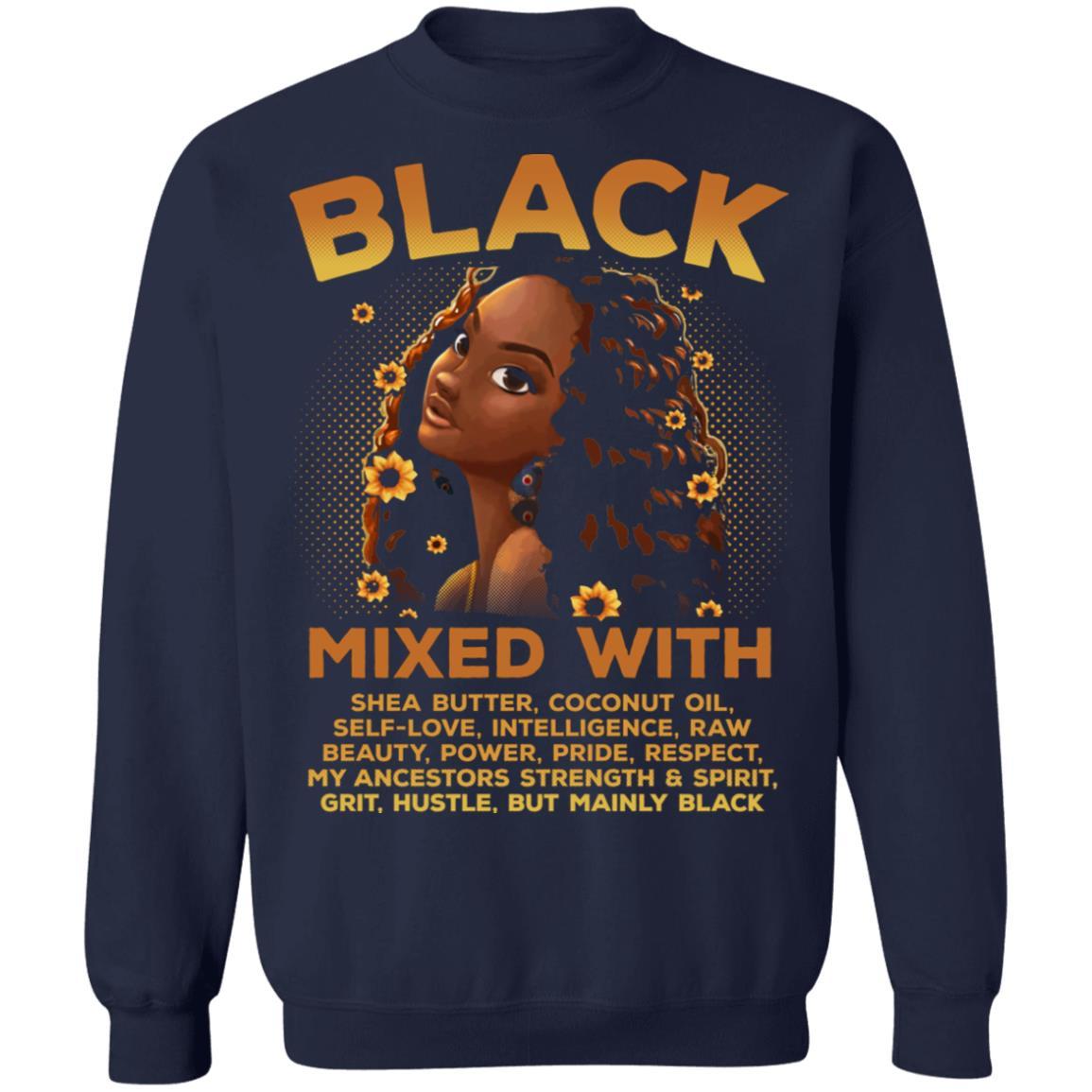 Black Woman Mixed With Black T-Shirt Apparel CustomCat Crewneck Sweatshirt Navy S
