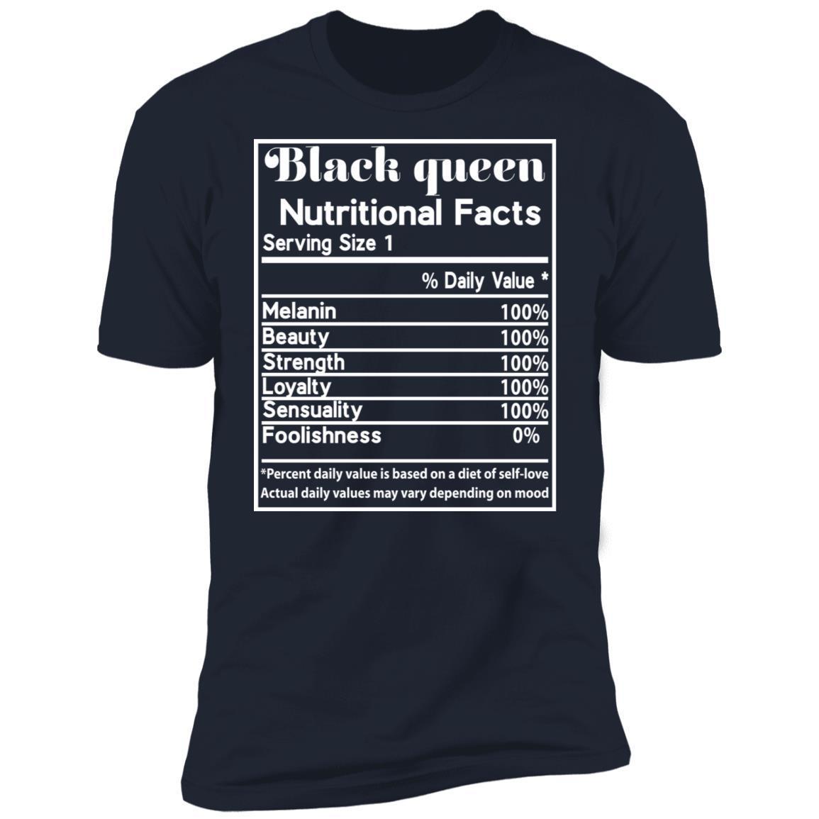 Black Queen Nutrition Facts T-shirt Apparel CustomCat Premium T-shirt Navy X-Small