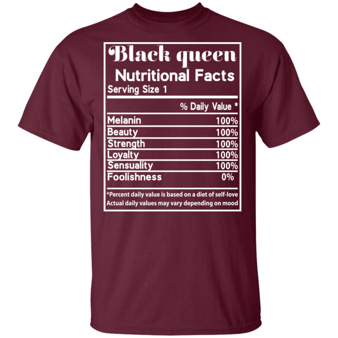 Black Queen Nutrition Facts T-shirt Apparel CustomCat Unisex Tee Maroon S