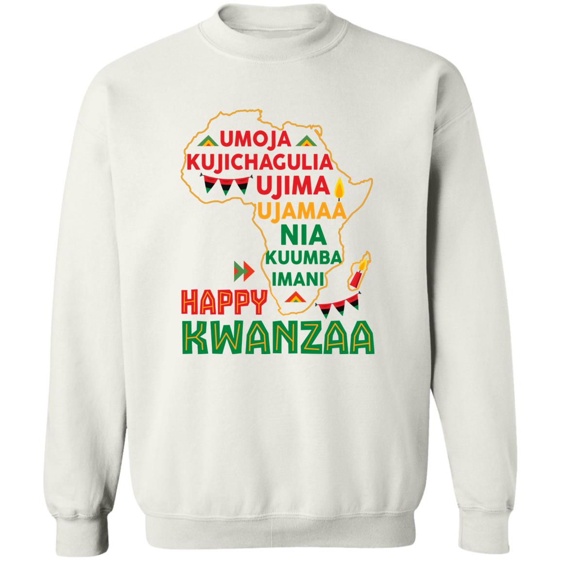 Kwanzaa Africa Map 7 Principles T-Shirt Apparel Gearment Crewneck Sweatshirt White S