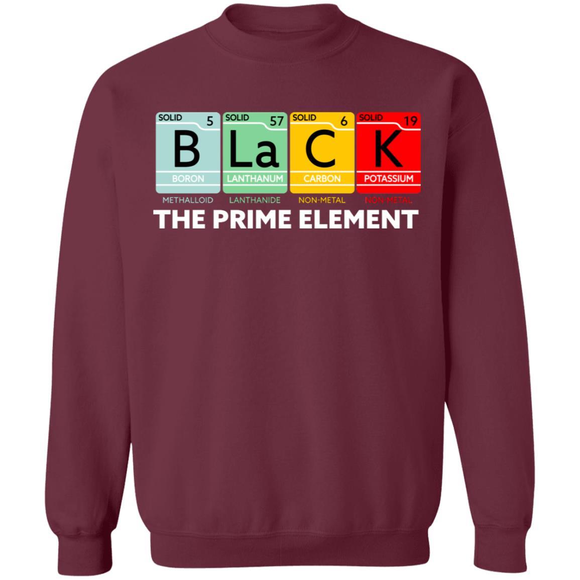 The Black Prime Element T-Shirt Apparel CustomCat Crewneck Sweatshirt Maroon S