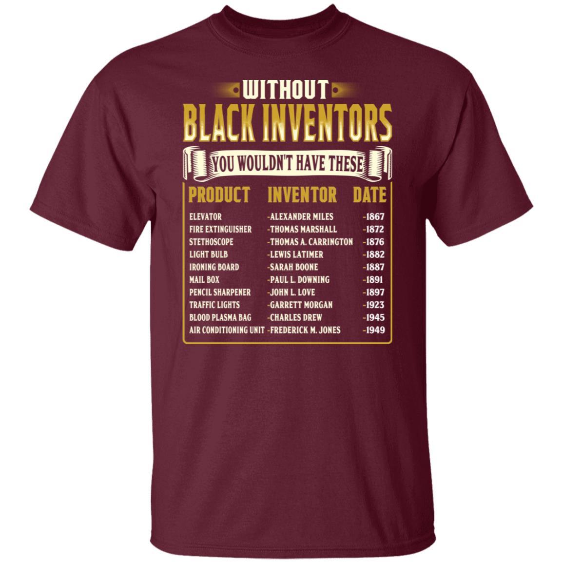 Black Inventors T-Shirt Apparel CustomCat Unisex Tee Maroon S