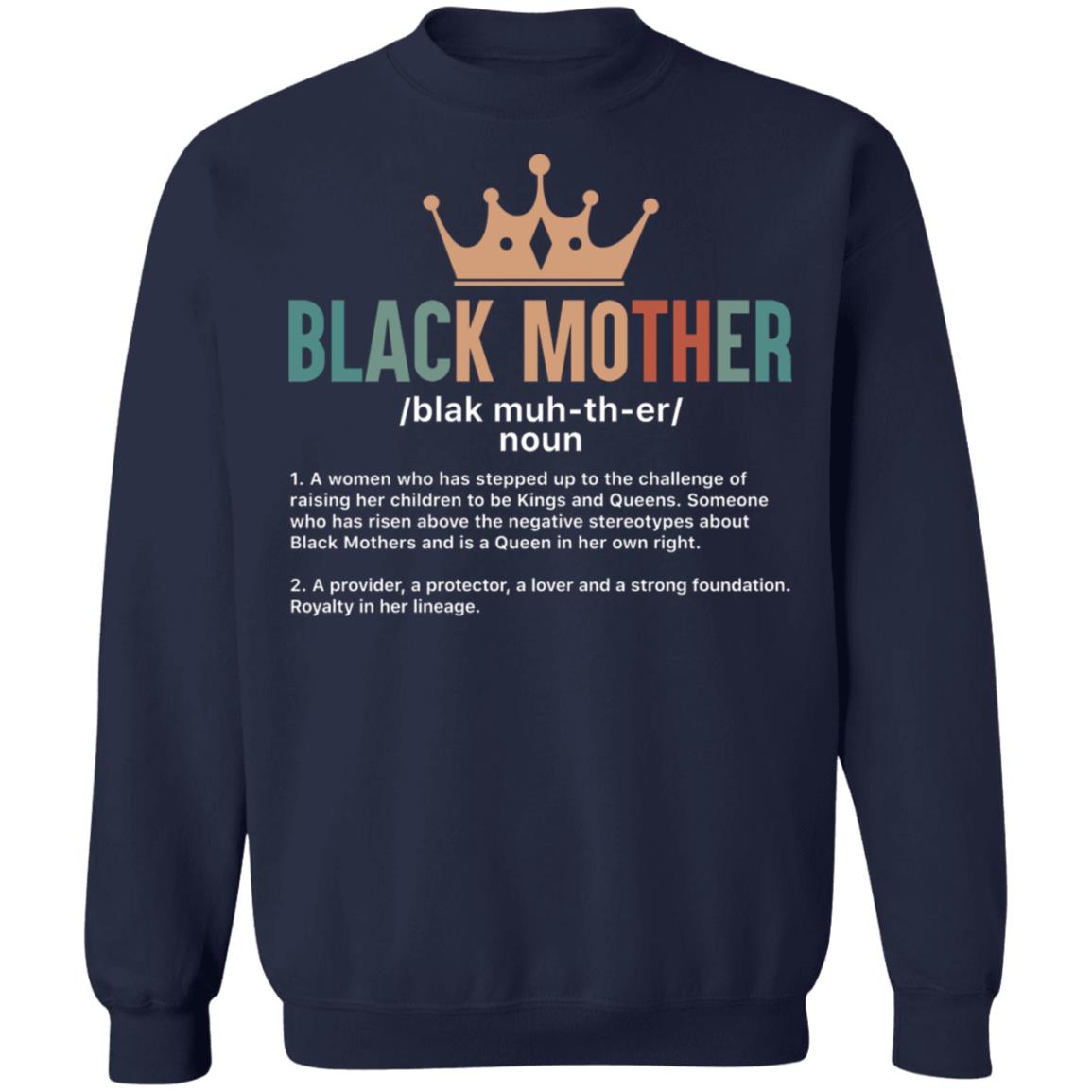 Black Mother T-shirt Apparel Gearment Crewneck Sweatshirt Navy S