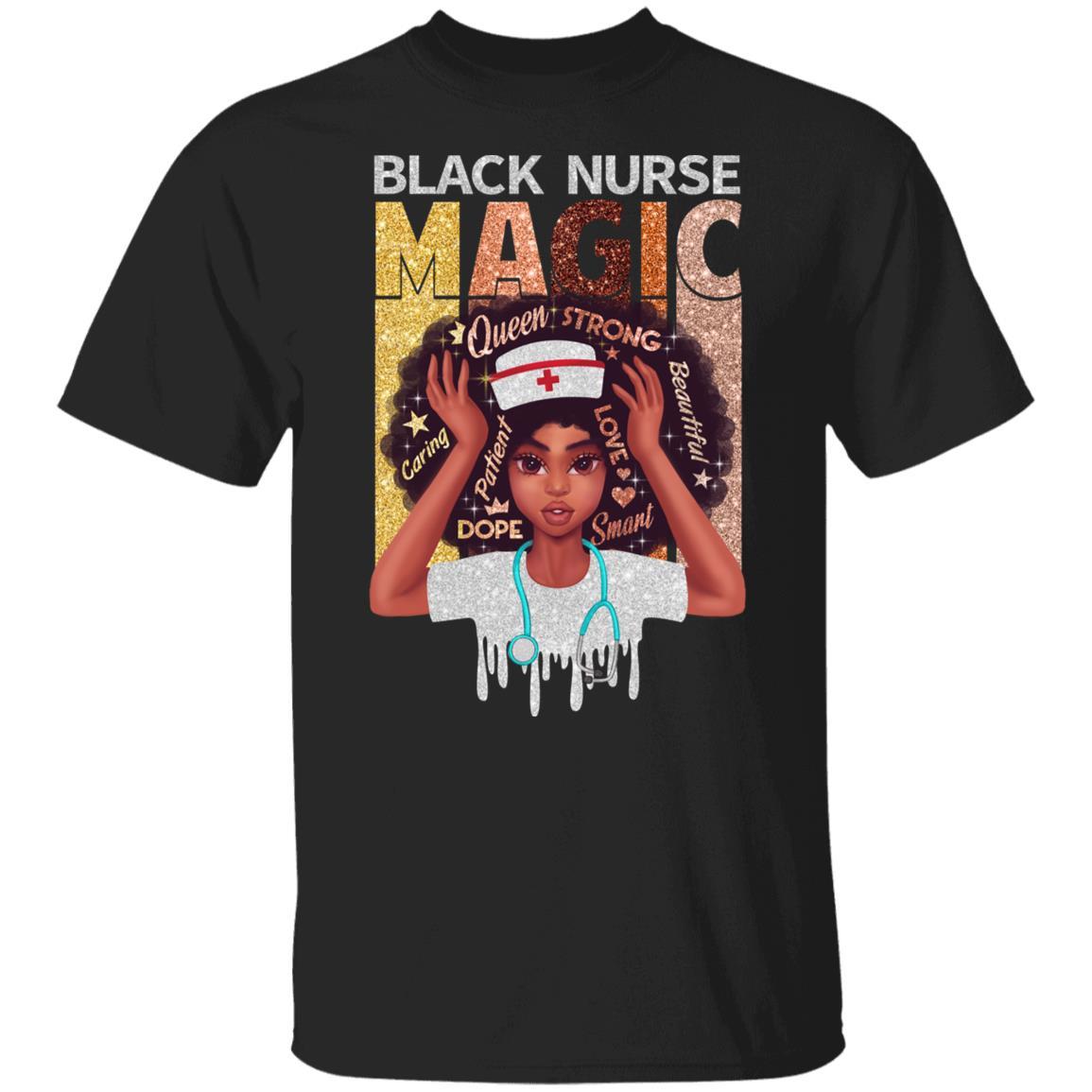 Black Nurse Magic T-shirt Apparel CustomCat Unisex T-Shirt Black S