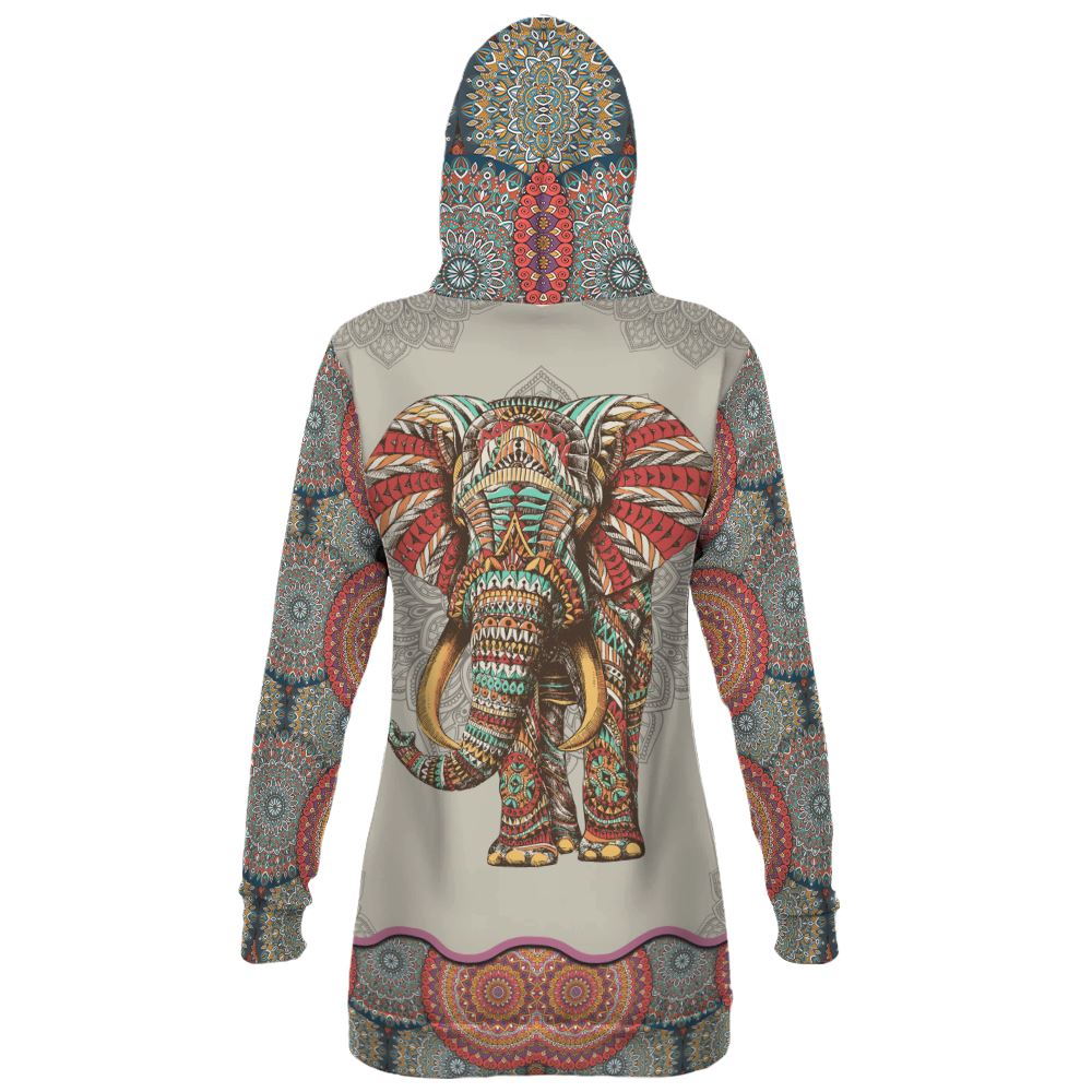 Elephant Mandala Pullover Hoodie Dress Hoodie Dress Tianci 