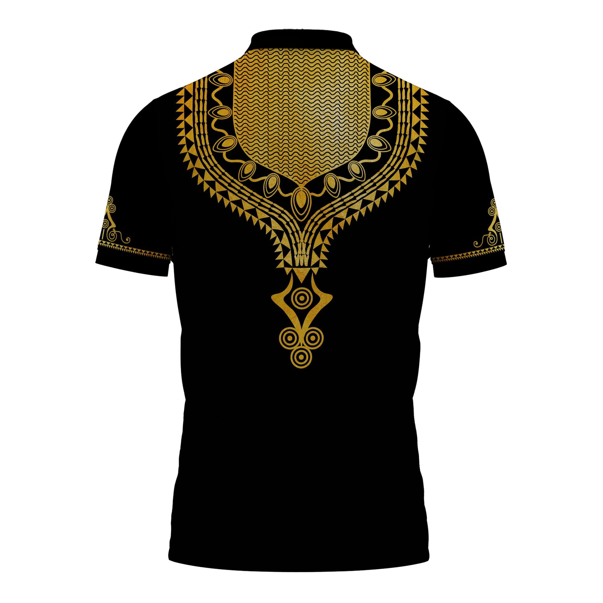 Gold Pattern Dashiki Polo Shirt African American Clothing