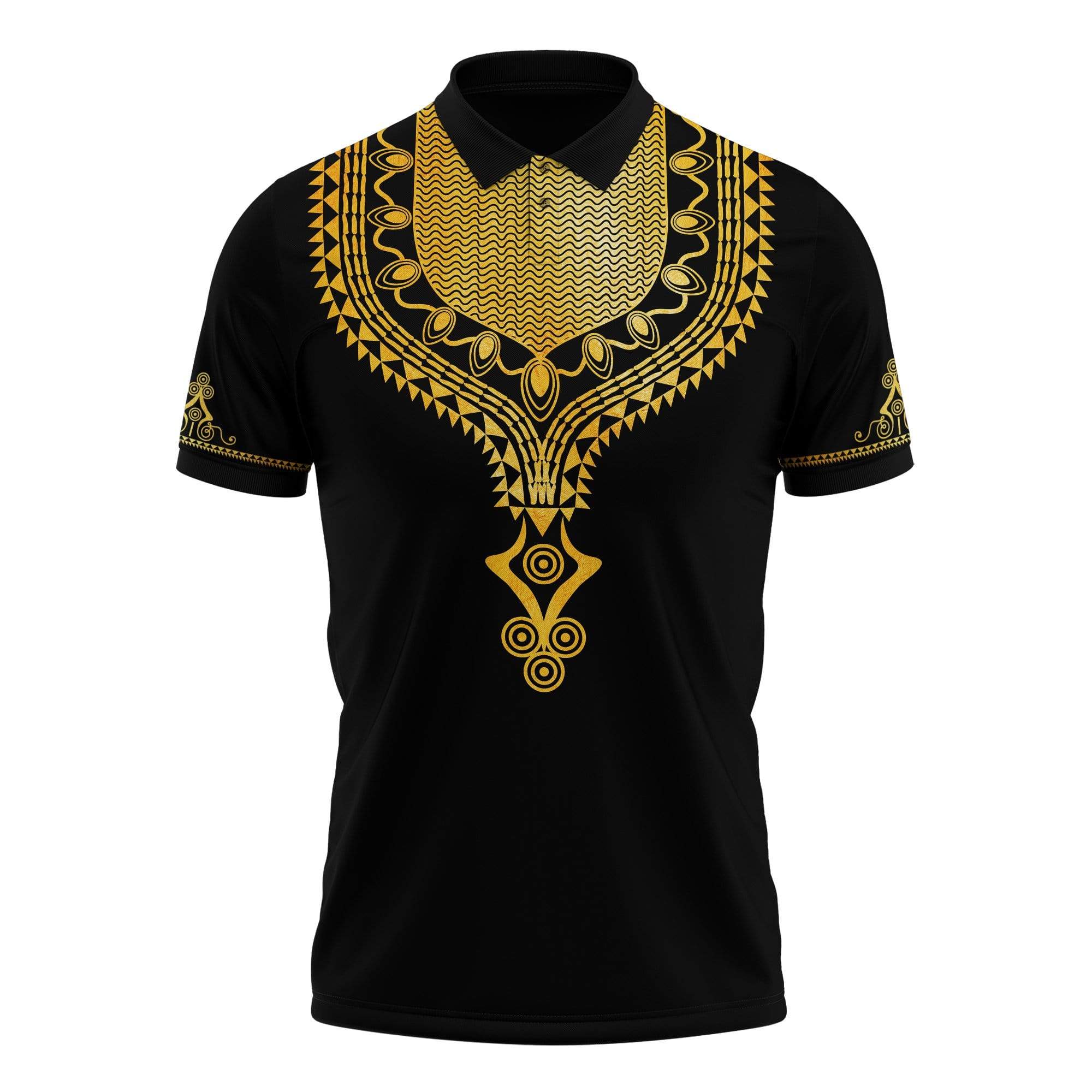 Gold Pattern Dashiki Polo Shirt | African American Clothing