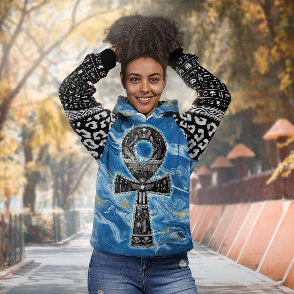 Ankh On Blue Marble All-over Hoodie Hoodie Tianci 