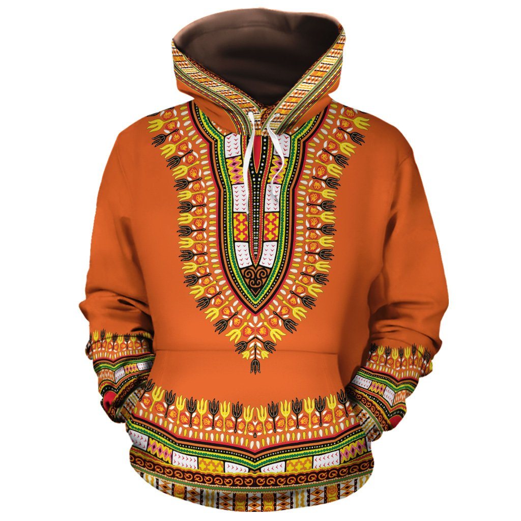 Printed Dashiki In Orange All-over Hoodie | African American Clothing