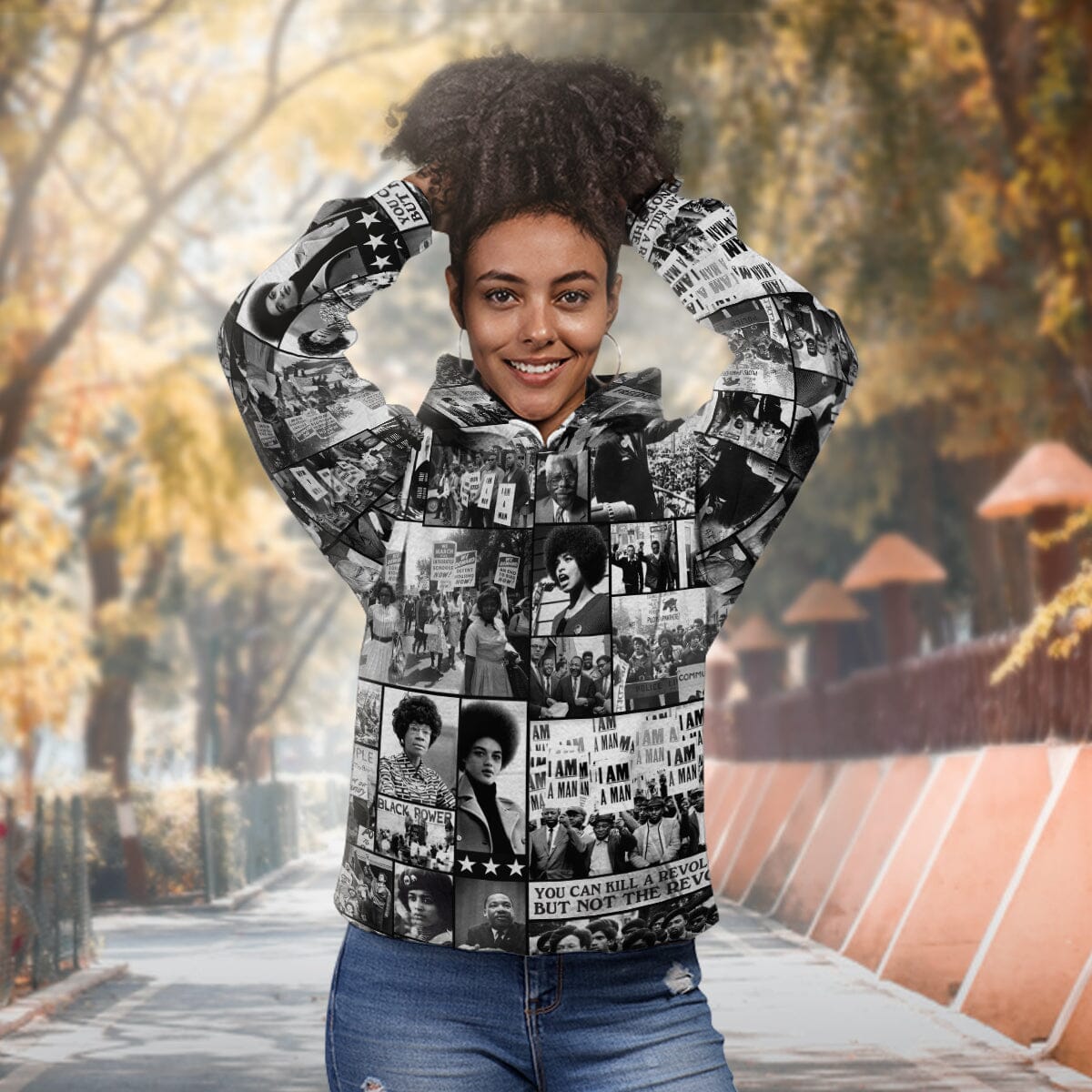 Black Power Images All over Hoodie African American Clothing