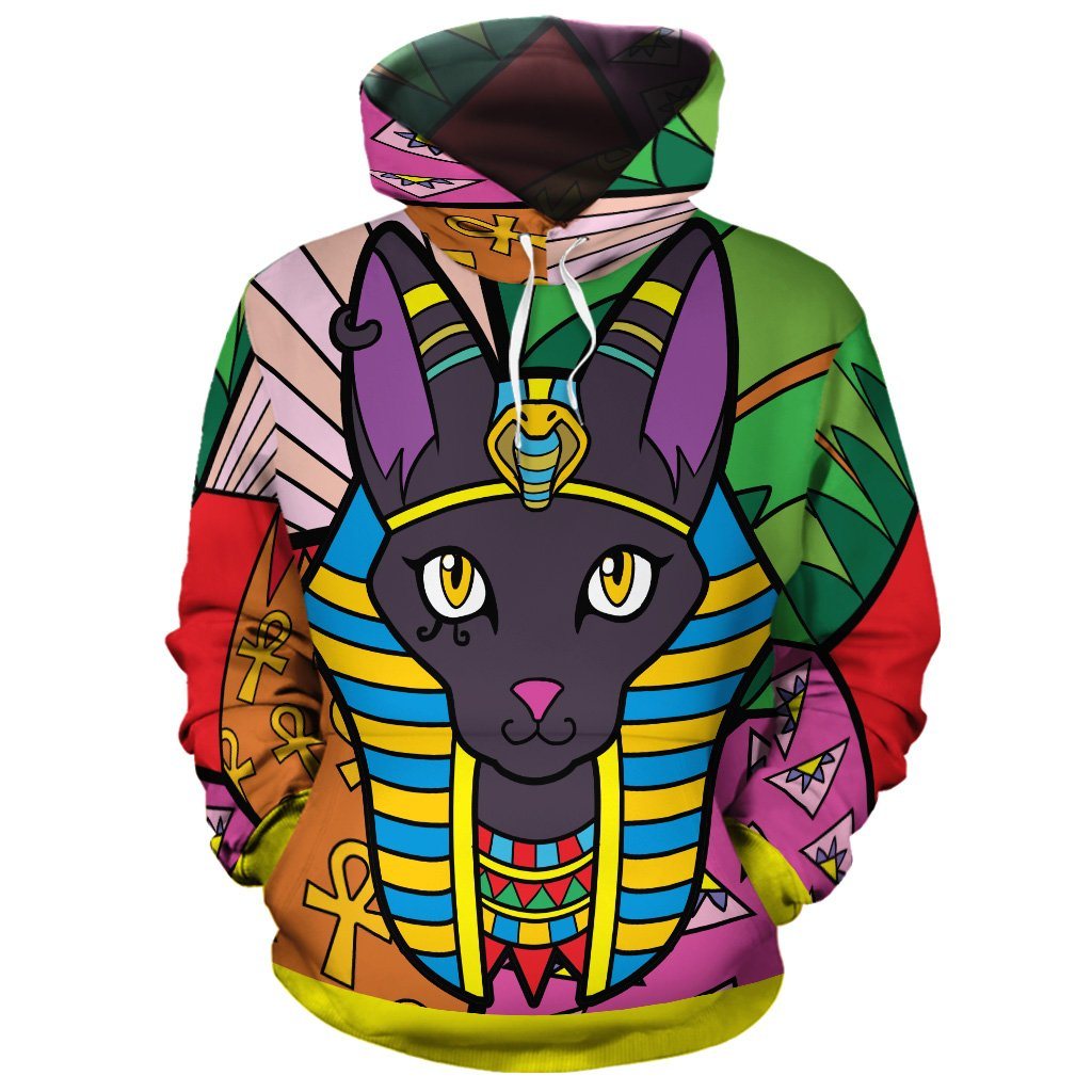 Colorful Bastet Goddess All-over Hoodie Hoodie Tianci Pullover S 