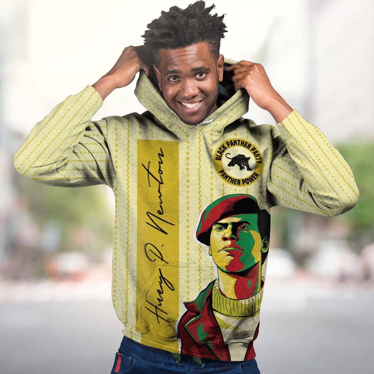 Huey P. Stripe All-over Hoodie | African American Clothing