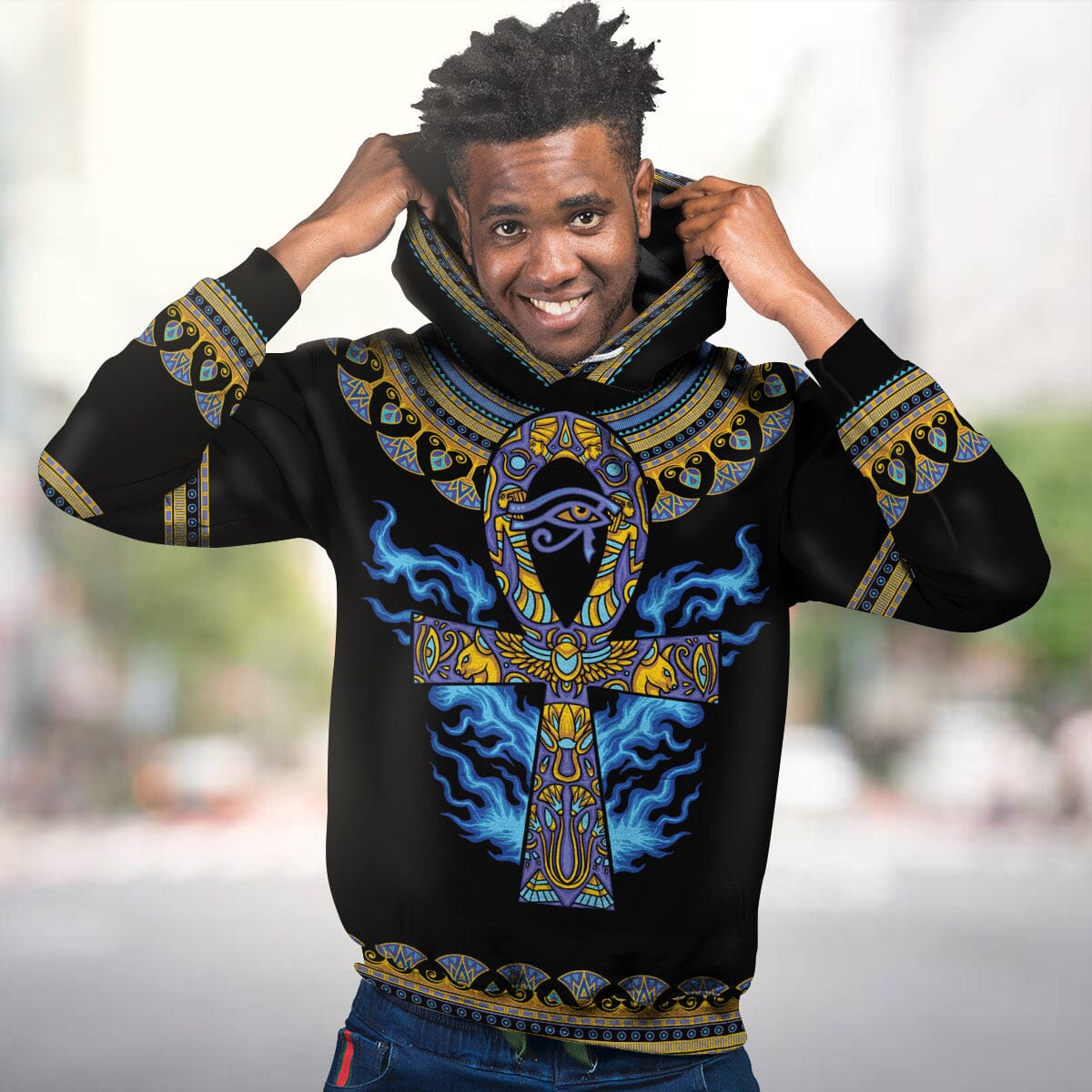 Egyptian Ankh Ft Eye Of Ra All-over Hoodie | African American Clothing