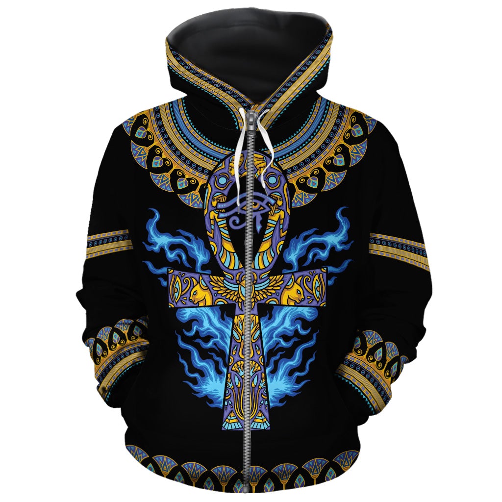 Egyptian Ankh Ft Eye Of Ra All-over Hoodie Hoodie Tianci Zip S 